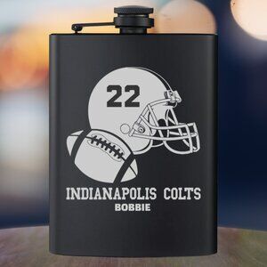 Personalized Sports Football Helmet NFL Indianapolis Colts Black Flask | NFL